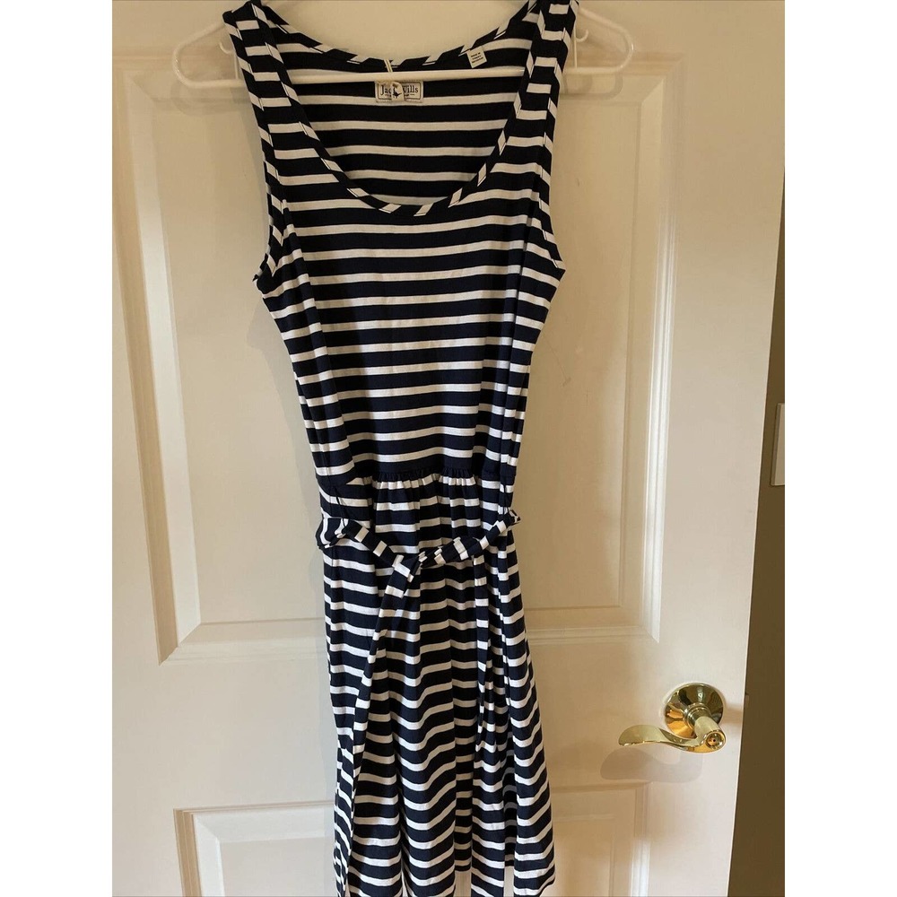 JACK WILLS WOMENS NAVY BLUE white stripe COTTON DRESS POCKETS Sz 4 NWT $79